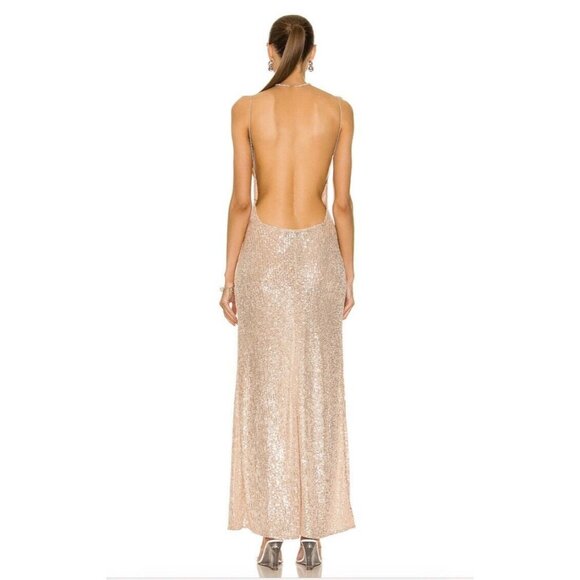 NERVI Megan Gown Apricot Sequin Open Back - Picture 3 of 4